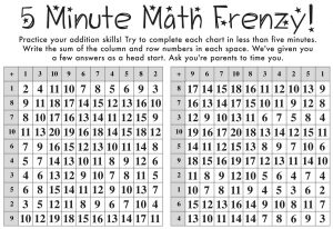 Math Frenzy - Addition Answers